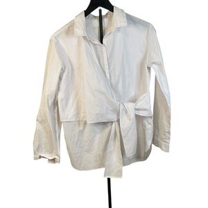 Zara Girls White Cotton Wrap Blouse Size 13-14Y / 164cm